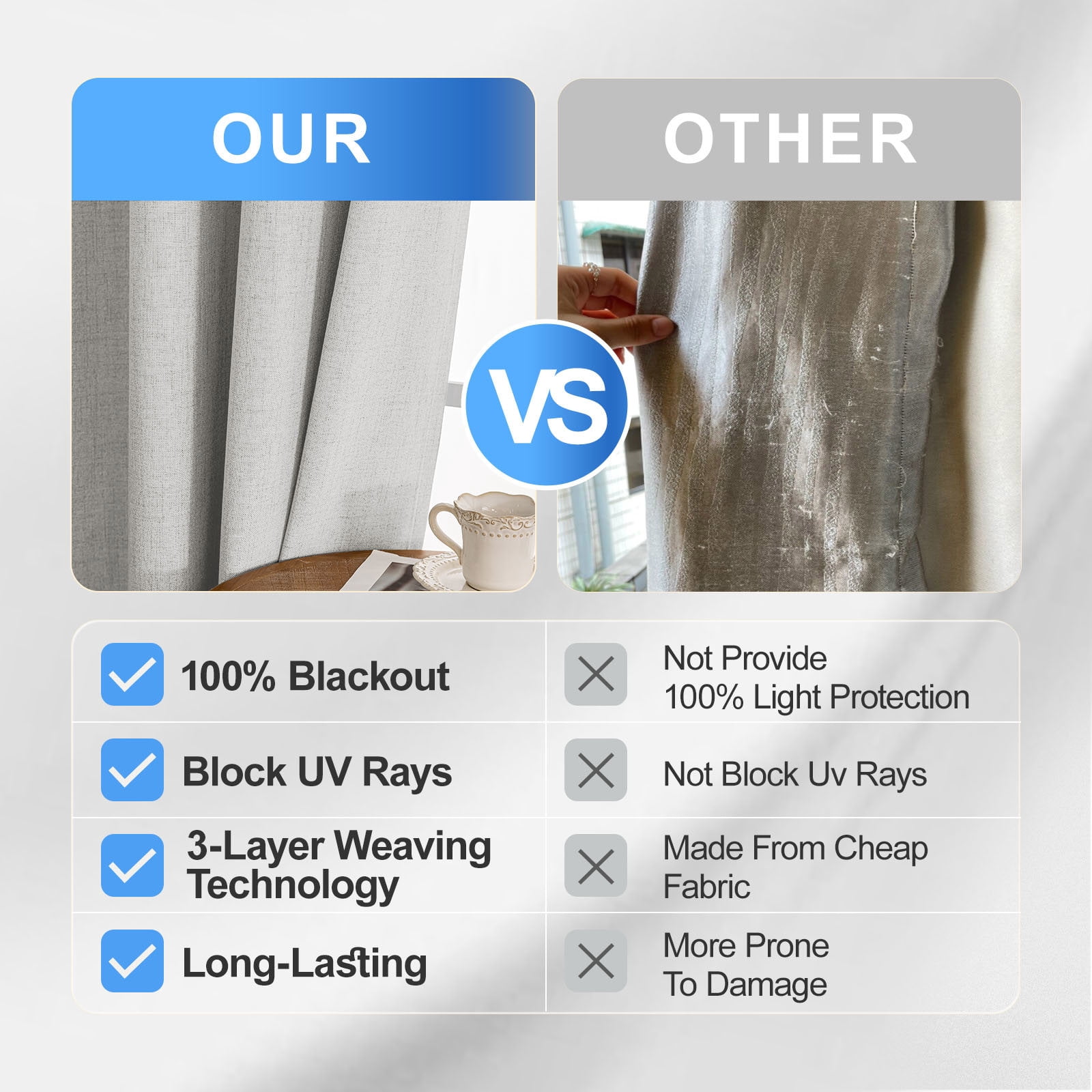 JIATER Blackout Curtains Set of 2 Panels for Bedroom Living Room 42 x 63 inch,Thermal Insulated Room Darkening Blackout Curtains with Grommet,Beige