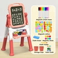thumbnail image 3 of AuntyFey Art Easel for Kids, Adjustable Double-Sided with Chalk Board & Magnetic Whiteboard for Toddlers, Red & Pink, 3 of 9