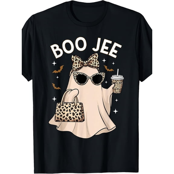 Boo JEE Leopard Ghost Coffee Halloween Boujee Unisex T-Shirt
