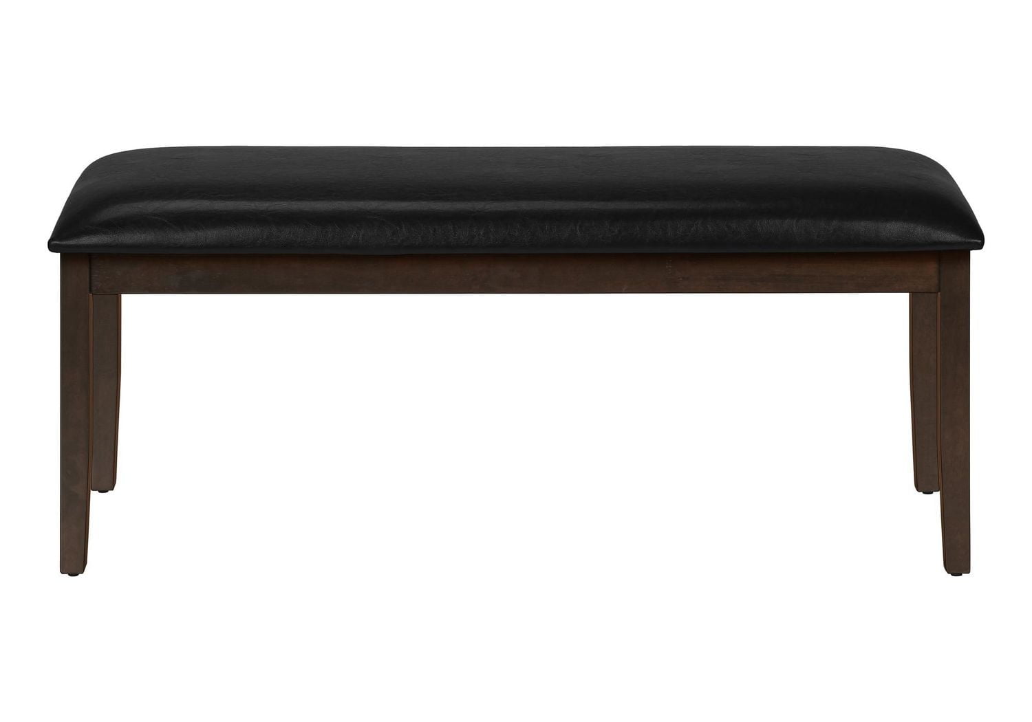 Monarch Specialties  Banc, 48" Rectangulaire, Salle À Manger, Couloir, Entrée, Rembourré, Bois, Bois Massif Brun, Aspect Cuir Noir, Transitionnel