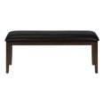thumbnail image 4 of Monarch Specialties Bench, 48" Rectangular, Dining Room, Hallway, Entryway, Upholstered, Wood, Brown Solid Wood, Black Leather-look, Transitional, 4 of 9