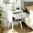 thumbnail image 2 of Ktaxon Wooden Side End Table Night Stand Storage Shelf with Bin Drawer Night Stand Sets of 2,White, 2 of 8