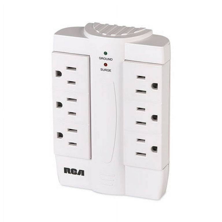 6 Outlet Swivel Surge Protector, 6 AC Outlets, 1,200 J, White 6 Outlet Swivel Surge Protector, 6 AC Outlets, 1,200 J, White