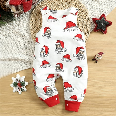 

Newborn Infant Baby Girls Boys Print Christmas Santa Autumn Sleeveless Romper Jumpsuit Clothes