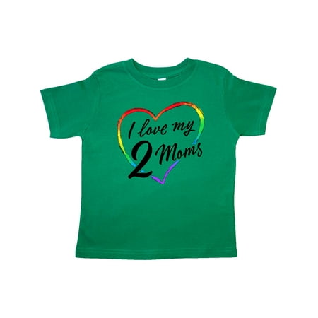 

Inktastic I Love My 2 Moms with Rainbow Heart Gift Toddler Boy or Toddler Girl T-Shirt