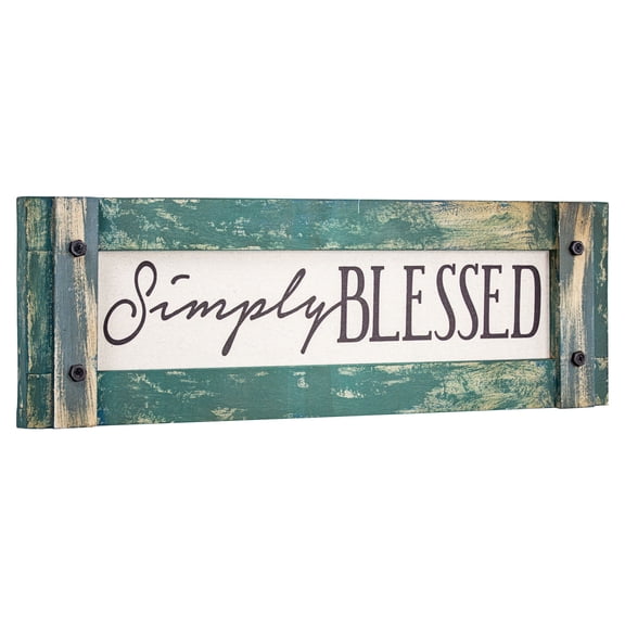 American Art Decor Simply Blessed Rustic Wood Framed Canvas Art Decor Sign