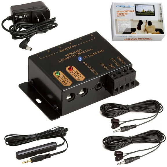 Cmple - Premium Hidden IR Control System up to 18 Devices, Remote Control Repeater System Kit IR Emitters Extender
