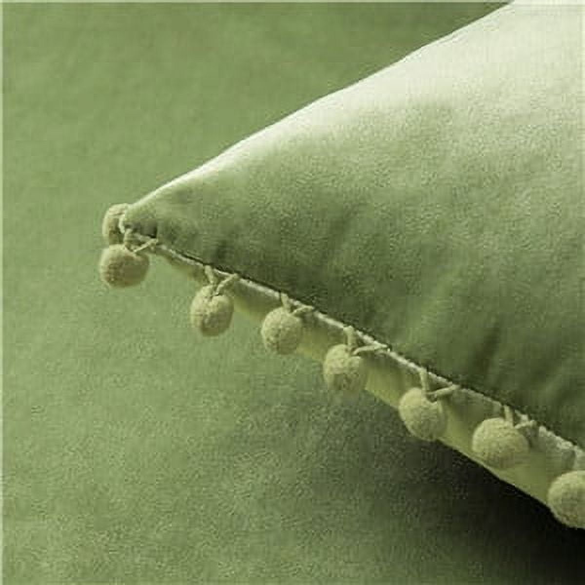 Phantoscope Christmas Decorative Throw Pillow Set, Pom Pom Velvet Series Covers, 22" x 22", Green and Off White, 2 Pack