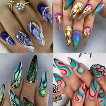 Colorful Lines Almond-shaped Rainbow Nail Sticker