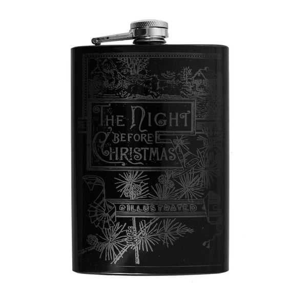 8oz BLACK Night Before Christmas Flask L1