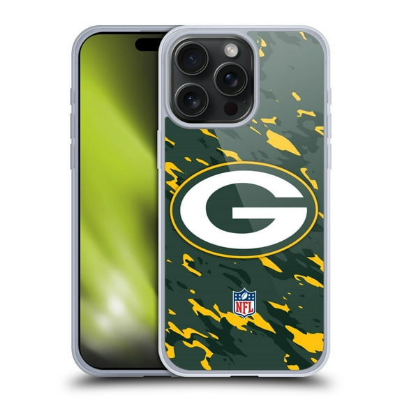Head Case Designs NFL Green Bay Packers Logo Camou Soft Gel Case for Apple iPhone 15 Pro Max
