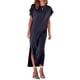 thumbnail image 2 of Lucakuins - Vestido de playa informal de verano para mujer, color sólido, manga corta de murciélago, cuello redondo, vestido dividido Lucakuins  moda, 2 of 8