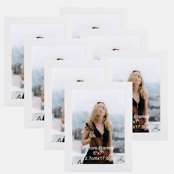 5x7 Picture Frames Set of 7, White Photo Frame for Wall and Tabletop Display