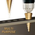 thumbnail image 2 of HSS 4PCS Titanium Step Drill Bit Set High Speed Steel Drill Bits Set with Automatic Center Punch Multiple Hole Stepped Up Bits for Plastic Wood Metal, 2 of 4