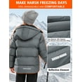 thumbnail image 5 of Lavenicole Ski Coat Darkgray Puffer Winter Jacket Thick Fleece Lined Warm Hooded Outerwear for Boys 4-15, 5 of 8