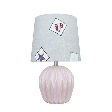 Aspen Creative 40183-11  14-1/4  H Ceramic Table Lamp  Light Purple  Empire Lamp Shade in Light Blue