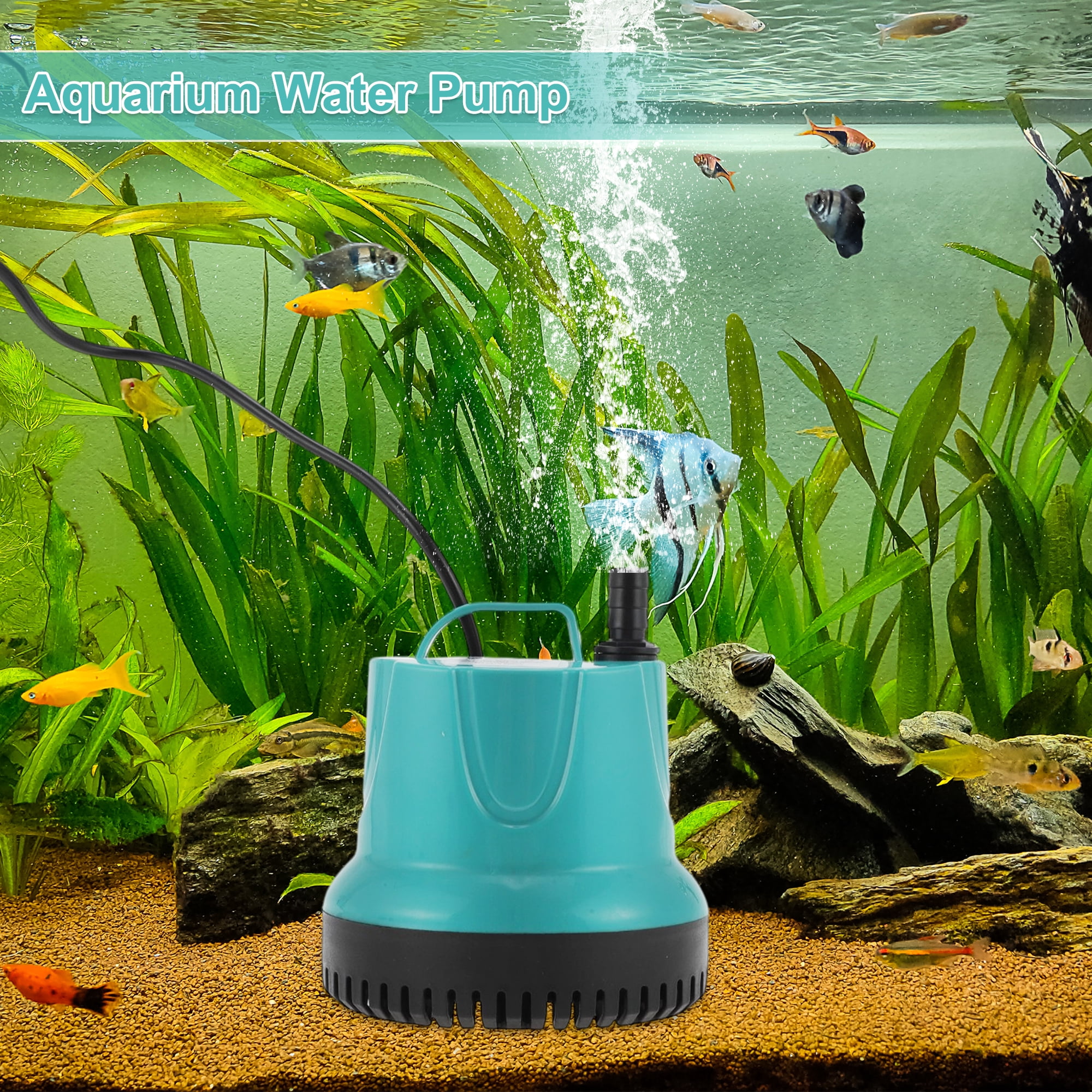 Unique Bargains Submersible Water Pump 60W Fountain Pump for Outdoor Hydroponic Submersible Pump Small Sump Pump for Aquarium Fish Tank Lake Blue