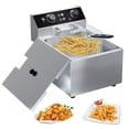 thumbnail image 1 of Friteuse Commerciale en Acier Inoxydable avec Panier et Réservoir, Friteuse Électrique de Comptoir pour Maison, Restaurant, Cuisine, 6 L 8 L 11 L Options Simple Double, 1 of 7