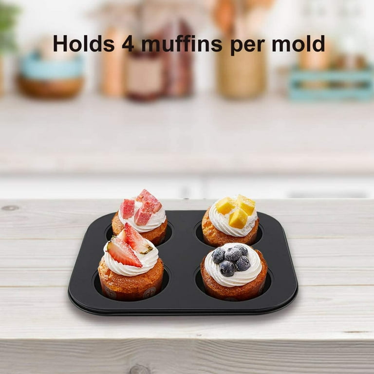  LIBERHAUS Silicone Muffin Pan - Black, 7 Cupcake Pans, Air Fryer,  Nonstick, Easy to Clean, Baking Pan for Microwave, Oven, Freezer,  Dishwasher: Home & Kitchen