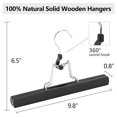 thumbnail image 3 of Perchas de madera AMKUFO negras con clips antideslizantes para pantalones, 12 unidades, 3 of 8