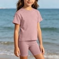 thumbnail image 4 of HBGVBA Girls Summer Outfits Casual 2 Piece Short Sleeve Tee and Bike Shorts Comfy Clothings Set, 4 of 5