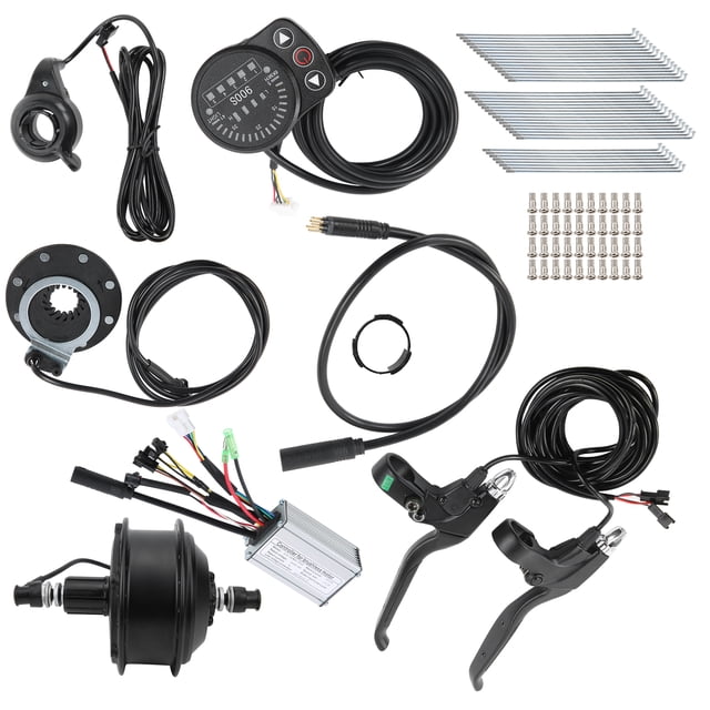 48V 250W Hub Motor Kit Mixture Material E-Bike Front/Rear Wheel Conversion Set With Display Meter For 26in Wheel