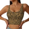 thumbnail image 3 of Goofa Gold Glitter Leopard Printed Sports Bras for Women, High Impact Running Bra Workout Crop Tank Tops Longline Sports Bra Push up-Small, 3 of 9