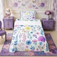 thumbnail image 2 of Manfei Botanical Flower Butterfly Twin Sheets 3pcs,Spring Garden Bedding,1 Flat Sheet,1 Fitted Sheet and 1 Pillowcase, 2 of 6