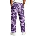 thumbnail image 6 of GrmtClth Mens Loose Fit Camo Cargo Trousers All Over Camo Print Multi Utility Pockets Drawstring Elastic Waist Street Casual Pants Purple XL, 6 of 8