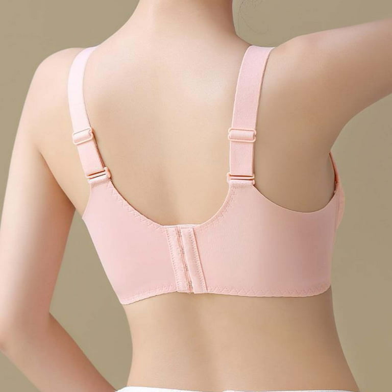 kpoplk Push Up Bras For Women,No Wire Plus Size Full Coverage Unpadded  Comfortable Women's Bra(Pink)
