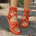 thumbnail image 2 of Uobin Women’s Flat Sandals – Comfortable Lace-Up Gladiator Sandals with Adjustable Ankle Wrap | Strappy Crisscross Open Toe Tie-Up Shoes for Summer, Beach & Travel, 2 of 8