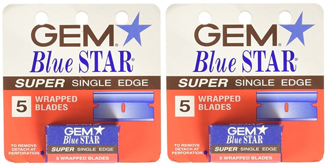 GEM Blue Star Super Single Edge, 5 Ct. (Pack of 2) + Schick Slim Twin ST for Dry Skin