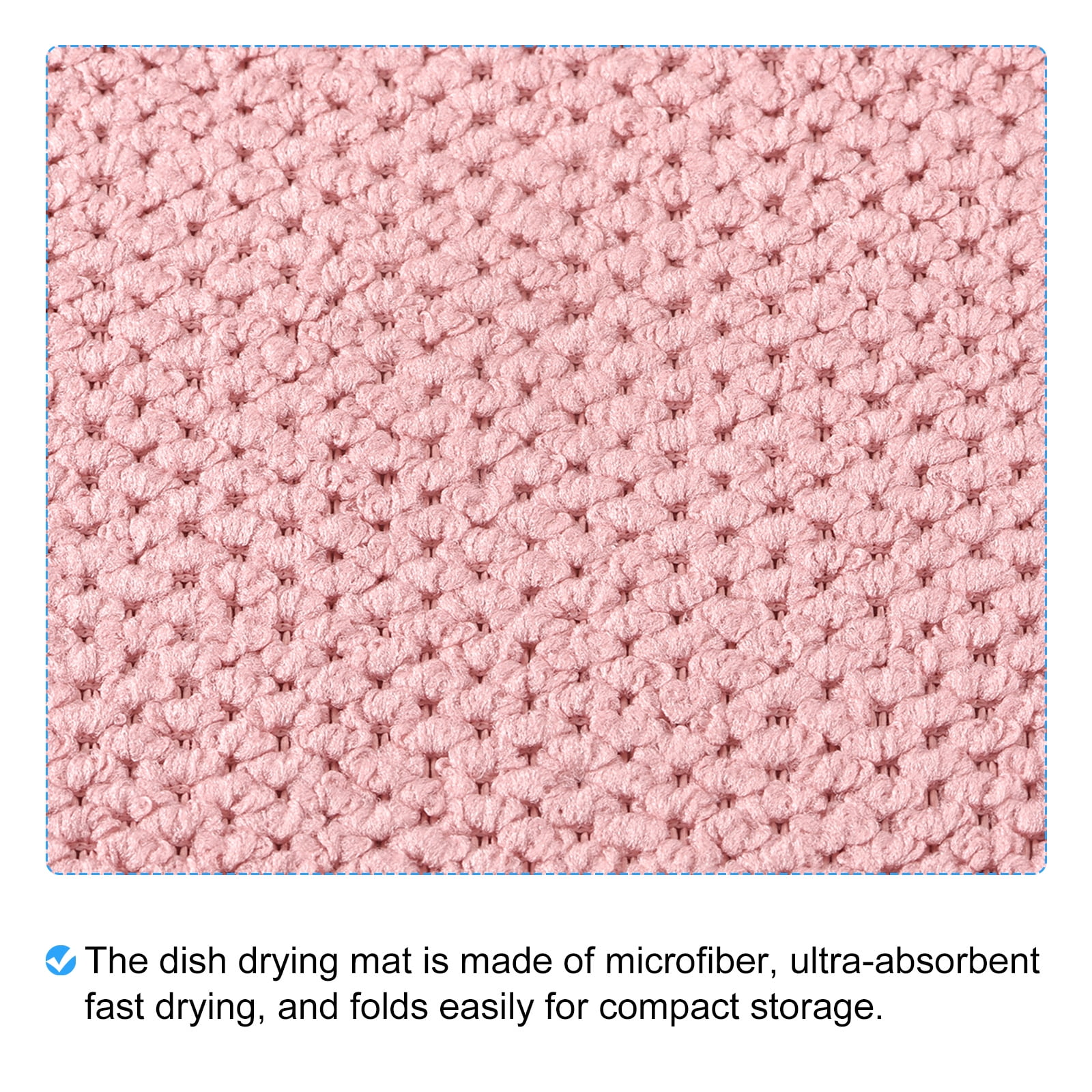 Unique Bargains Silicone Dish Drain Mat for Kitchen Counter Pad Pink