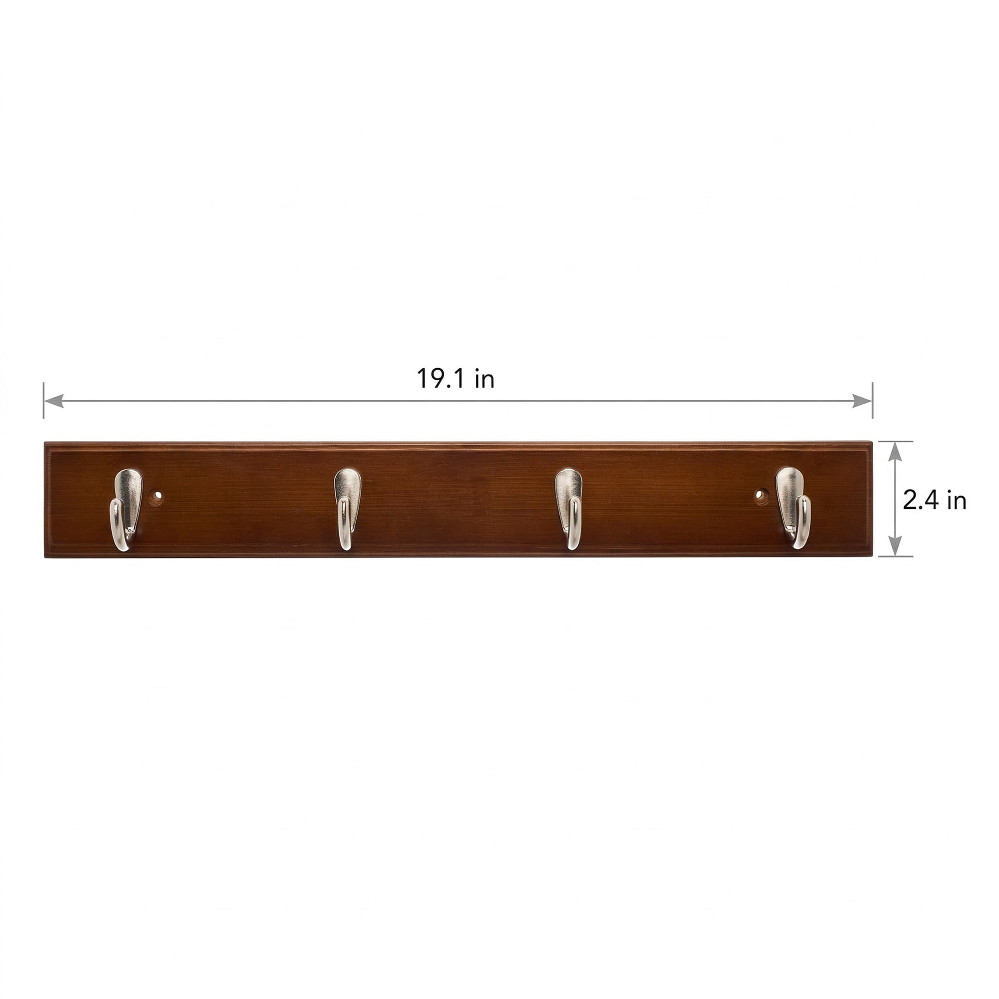 Unique Bargains Coat Rack Wall Mount Wood Hook Hat Rack for Entryway Brown 19.1"x2.4"