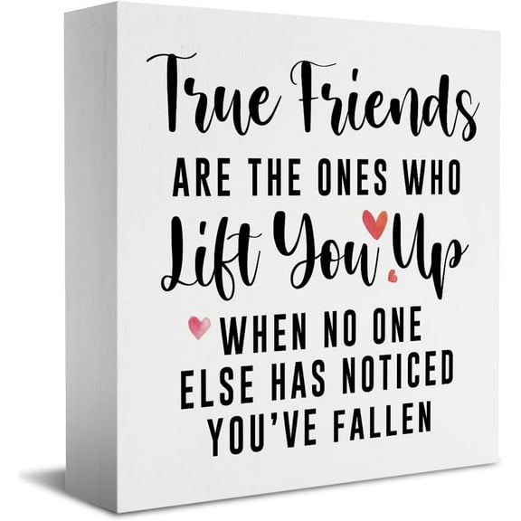 Zomyto 7"x7" Friends Decor Gifts for Best Friends Christmas Gifts Birthday Graduation Friendship Gifts True Friends Are The Ones Who Lift You Up Wooden Box Sign Desk Decor