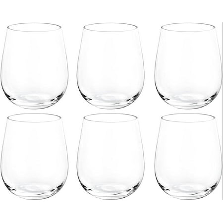 

Classic 18-ounce Acrylic Stemless Wine Glasses Unbreakable Mixed Drinkware Plastic Tumbler set of 6 Clear