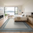 thumbnail image 3 of ODIKA 9'x12' Washable Area Rug Dusty Blue Solid That Geometric Neutral Couch Modern Farmhouse Design with Clean Symmetry for Master Suite, California King, Under Bed, Non-Shedding, Easy Care, 3 of 7
