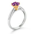 thumbnail image 3 of Gem Stone King 925 Sterling Silver with 10K Yellow Gold Fancy Purple Zirconia Solitaire Engagement Ring for Women (0.84 Cttw, Gemstone Birthstone, Round 6MM, Available in Size 5, 6, 7, 8, 9), 3 of 4