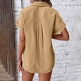 thumbnail image 4 of STETMN Women's Cotton Gauze Blouse Casual Roll Short Sleeve Shirt Collared Button Down Shirts with Pockets for Officewear, 4 of 6
