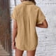 thumbnail image 5 of Craaazy Ladies Oversized Short Sleeve Tunic Tops, Lightweight Cotton Shirt, Turndown Collar Button Up Blouse with Chest Pockets for Everyday Outfits Gifts, 5 of 6