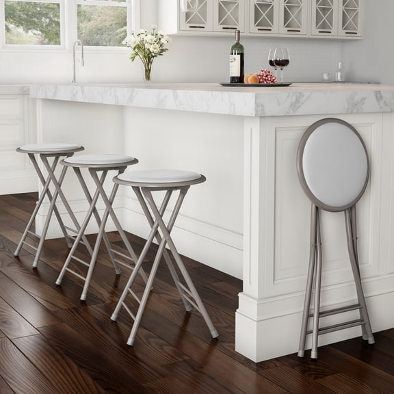 Lavish Home Backless 24-Inch Folding Stool with 225lb Capacity (White)