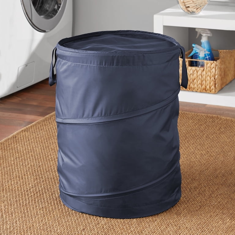 Mainstays Pop-Up Laundry Hamper With Zipper Lid, Blue photo 7