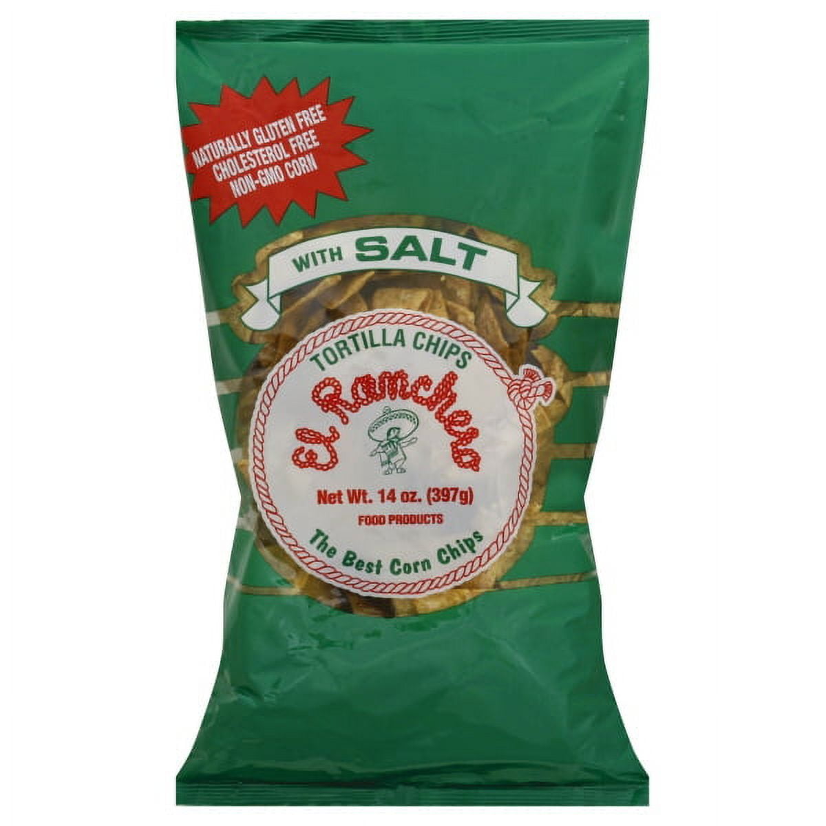 El Ranchero Cholesterol-Free Tortilla Chips Bag with Salt, 14 Oz.