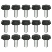 25Pack M6x16mm Threaded Knurled Thumb Screws, Zinc Plated Carbon Steel Clamping Knobs Grip, Black