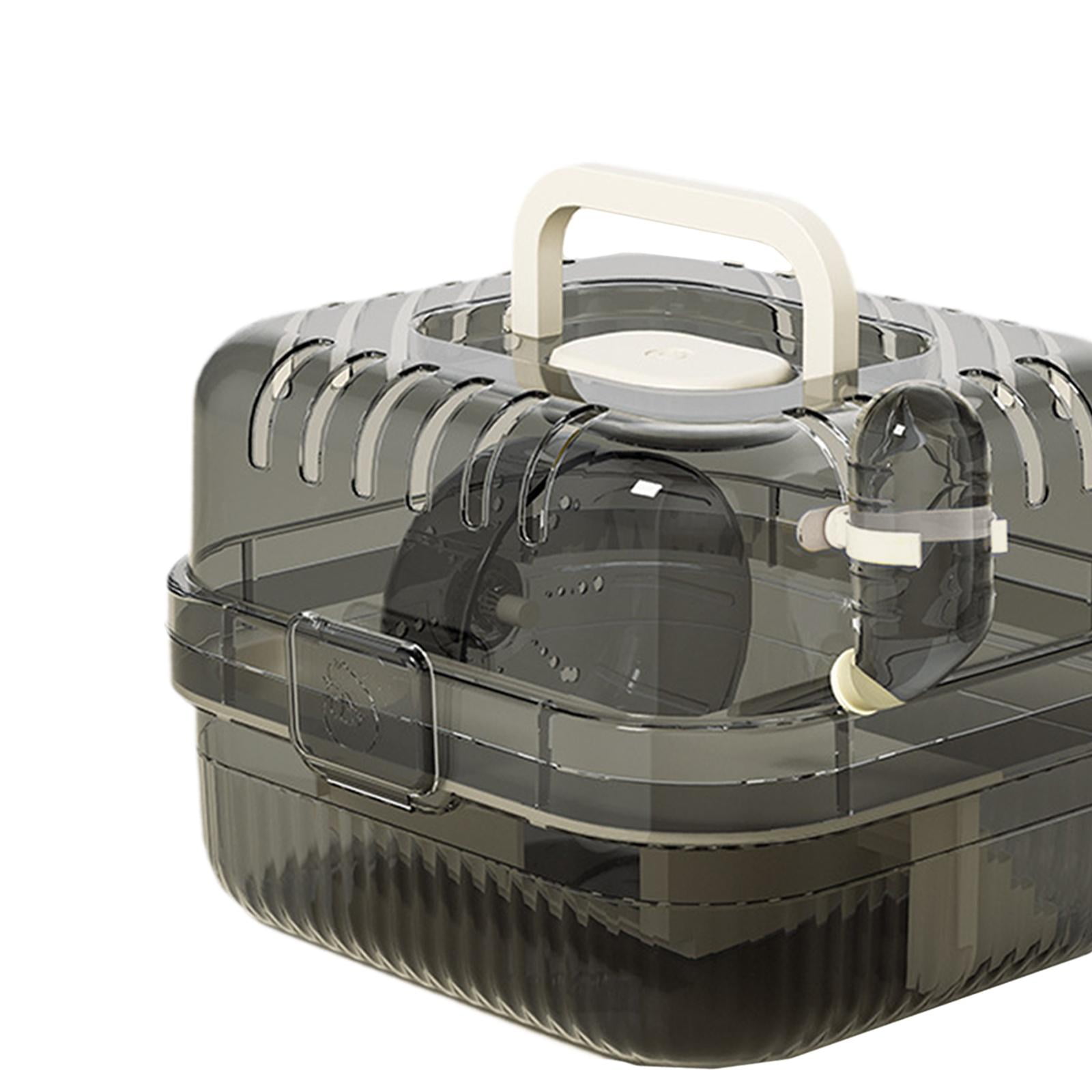 TOOYFUL Hamster Cage Transport Box with Light Handle in The Event of A Small Portable Cage for Pets with Water Bottle for Bunny Mouse White