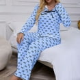 thumbnail image 5 of Womens Pajamas Elegant Bow Long Sleeve Tops Pants Cozy Home Sleepwear Soft Outfit, 5 of 6