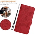 thumbnail image 6 of Case for iPhone 16 Pro, iPhone 16 Pro Wallet Case with Credit Card Holder Kickstand [RFID Blocking] Leather Emboss Rose Shockproof Phone Case for iPhone 16 Pro 6.3 inch Red MG, 6 of 14