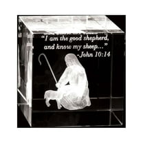 The Good Shepherd Laser Engraved Crystal Cube by Ringmasters