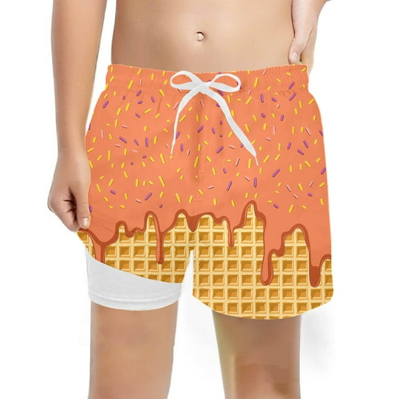 Wangkekeji Boys Swim Trunks For Kids Summer Beach Pool Waistband Adjustable Ice Print Swimwear Comfortable 5 14 Years Boys Swim Shorts Size 12