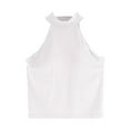 thumbnail image 2 of Wiyuqeen Women's Mock Neck Halter Tank Tops Slim Fitted Cotton Sleeveless Tops with Built in Bra Padded Basic Casual Solid Color Cami Vest Shirts, 2 of 4
